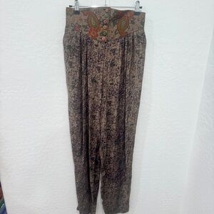 Vintage Platinum Dorothy Schoelen Pants Womens 12 Paisley Button Fly Parachute